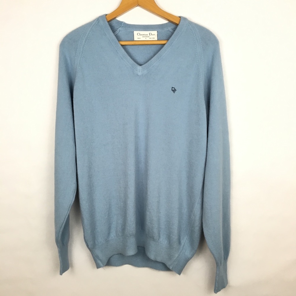 Christian Dior Monsieur Blue V Neck Sweater VTG